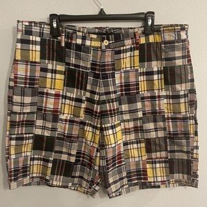 Nautica Clipper Men's Madras Flat Front Shorts Plaid Size 36W